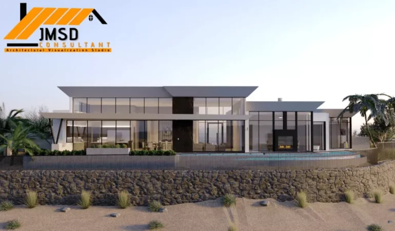 3D Visualization Villa Exterior Design Oakland California