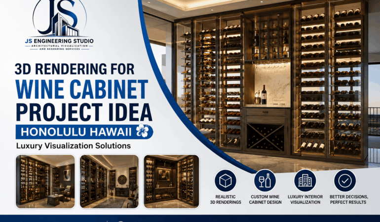 Custom Wine Cabinet Rendering Honolulu Hawaii