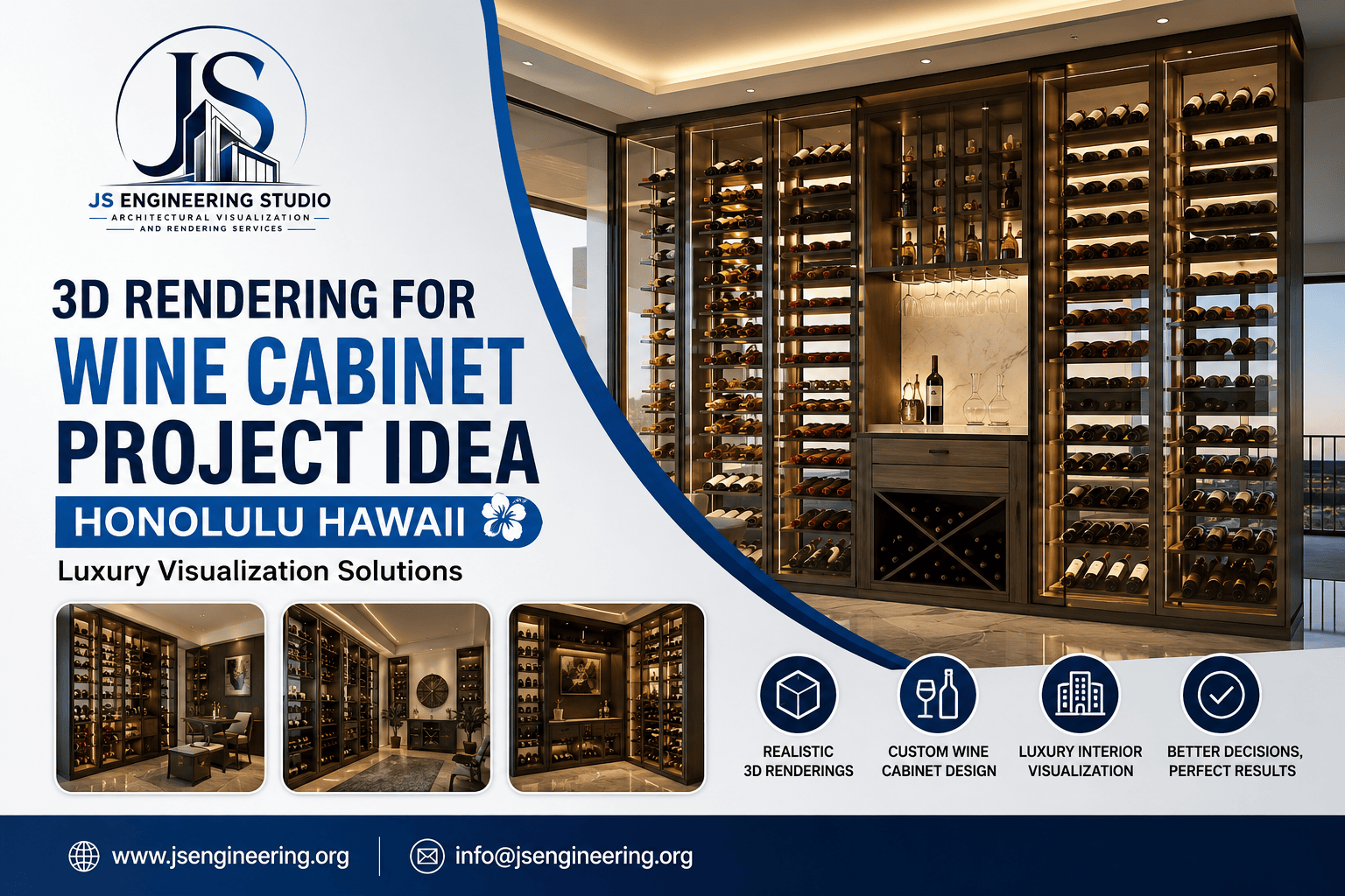 Custom Wine Cabinet Rendering Honolulu Hawaii