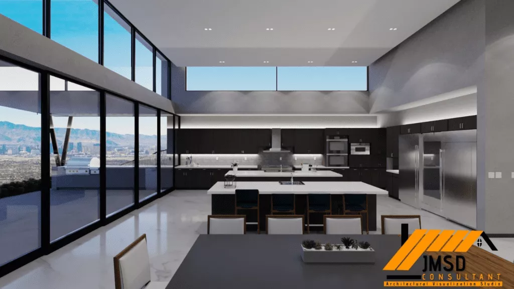 CONCEPT OF KITCHEN DININGROOM INTERIOR DESIGN RENDERING FORT WORTH TEXAS