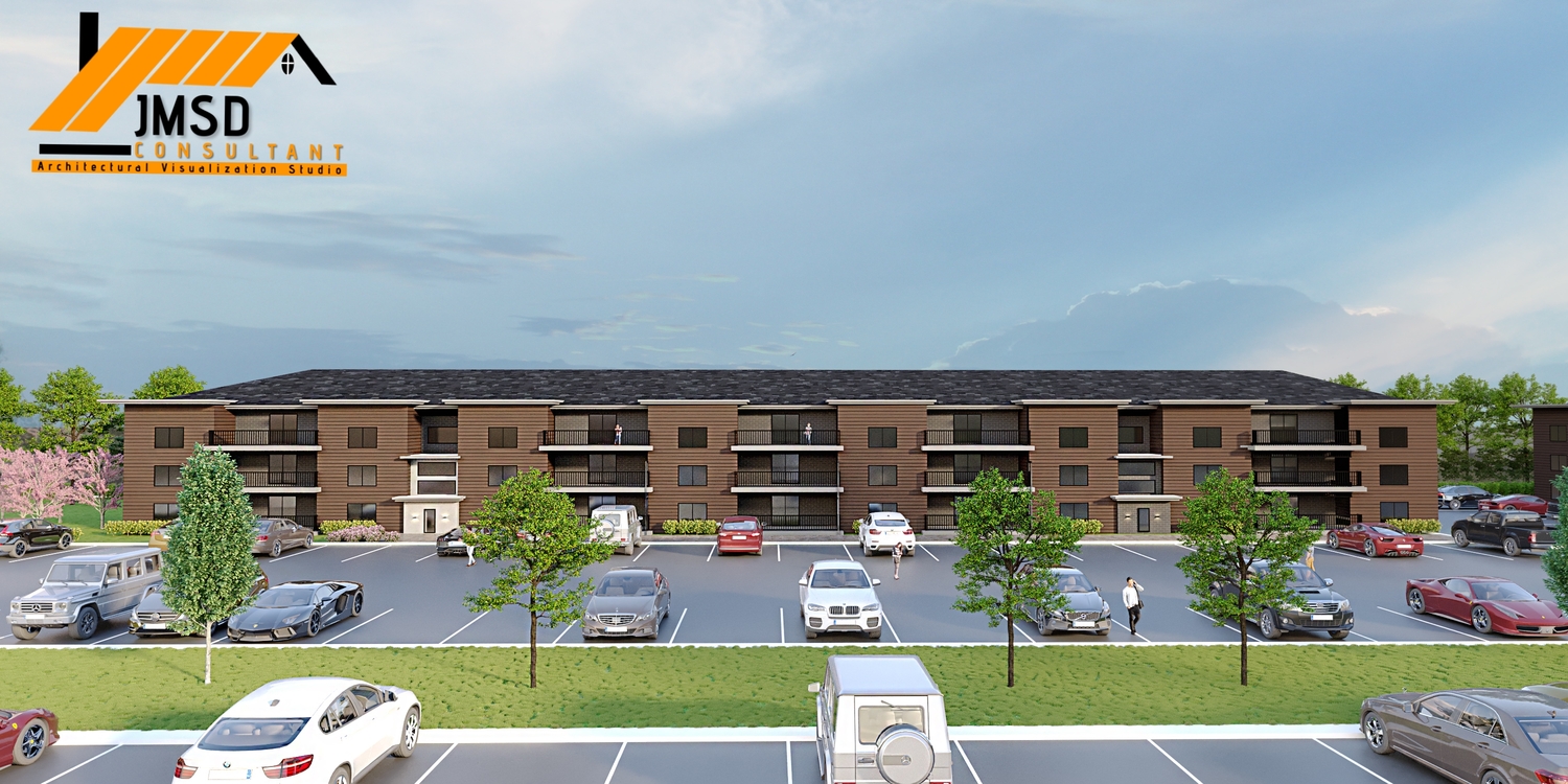 3D Exterior Rendering for Apartments Kansas City Missouri