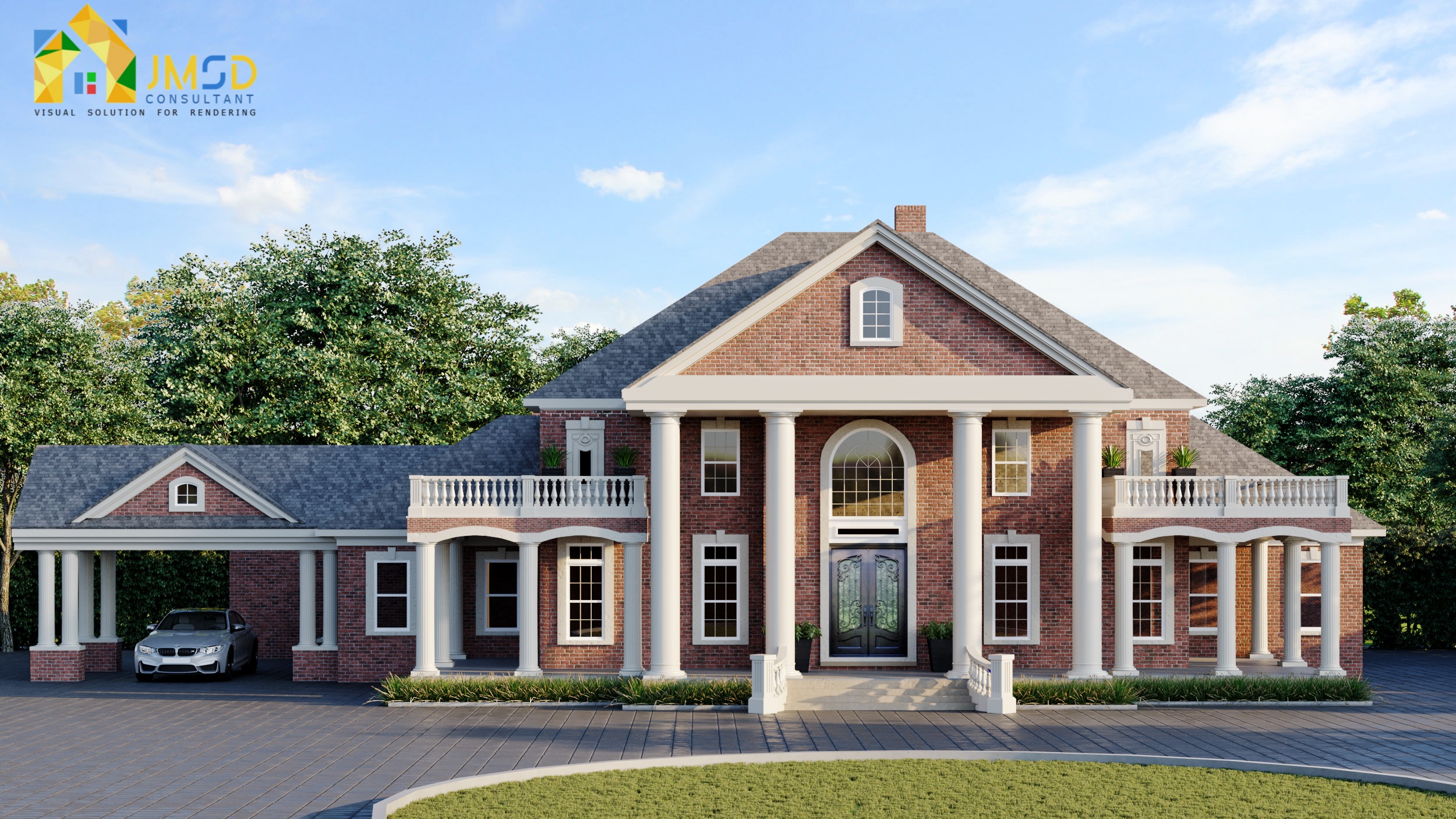 Classic Villa 3D Exterior Rendering in St. Louis Missouri