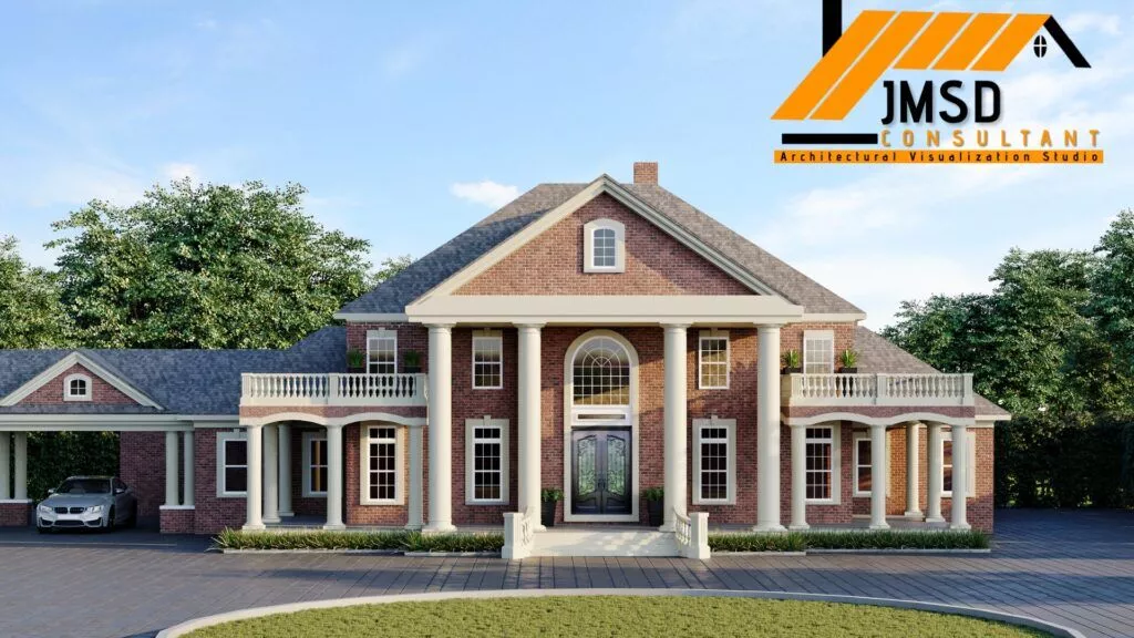 Classic Villa 3D Exterior Rendering in St. Louis Missouri