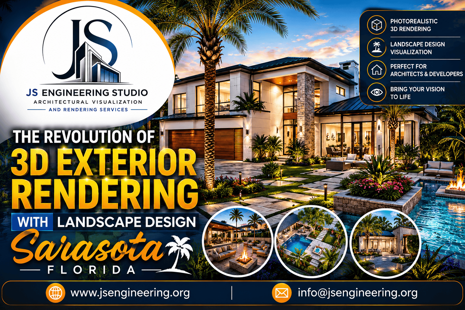 3D Exterior Rendering and Landscape Visualization in Sarasota Florida