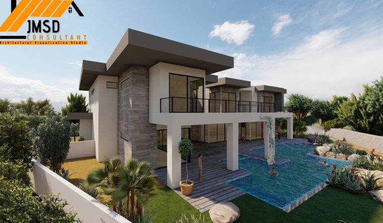 3D House Elevation Rendering Las Vegas Nevada