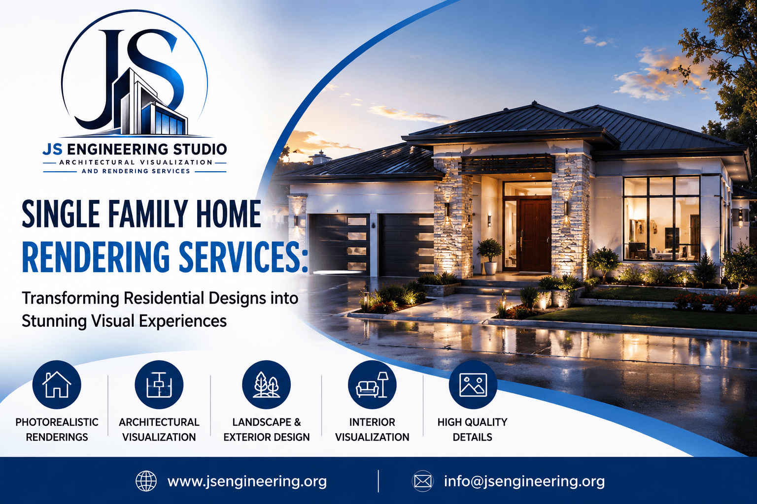 Single Family Home 3D Rendering Design
