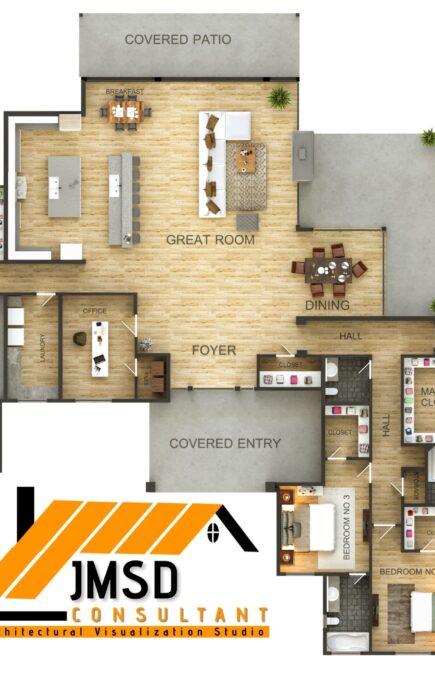 3D Floor Plan Design Rendering Los Angeles California