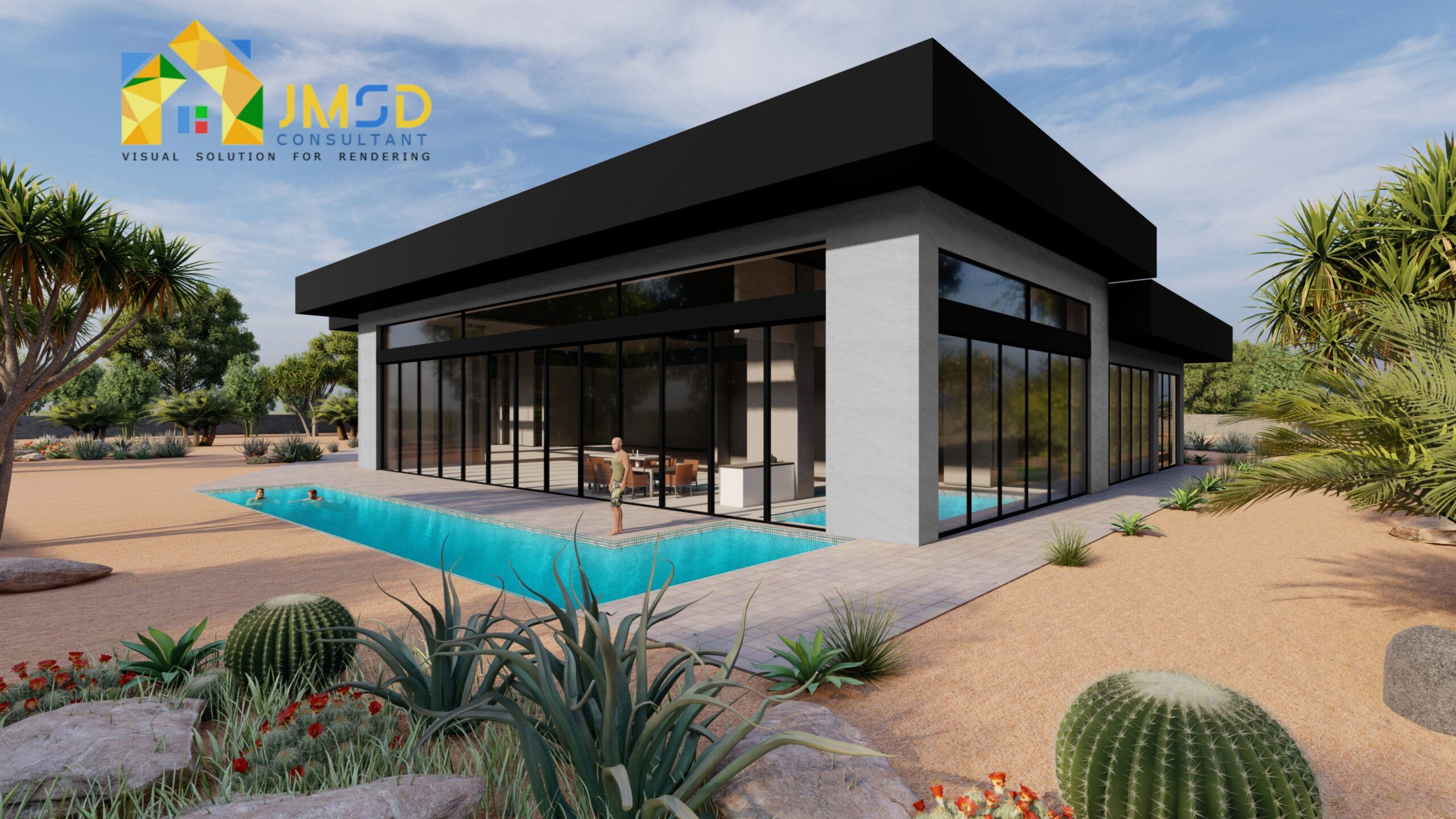 3D Exterior Rendering with Landscape in San Jose California