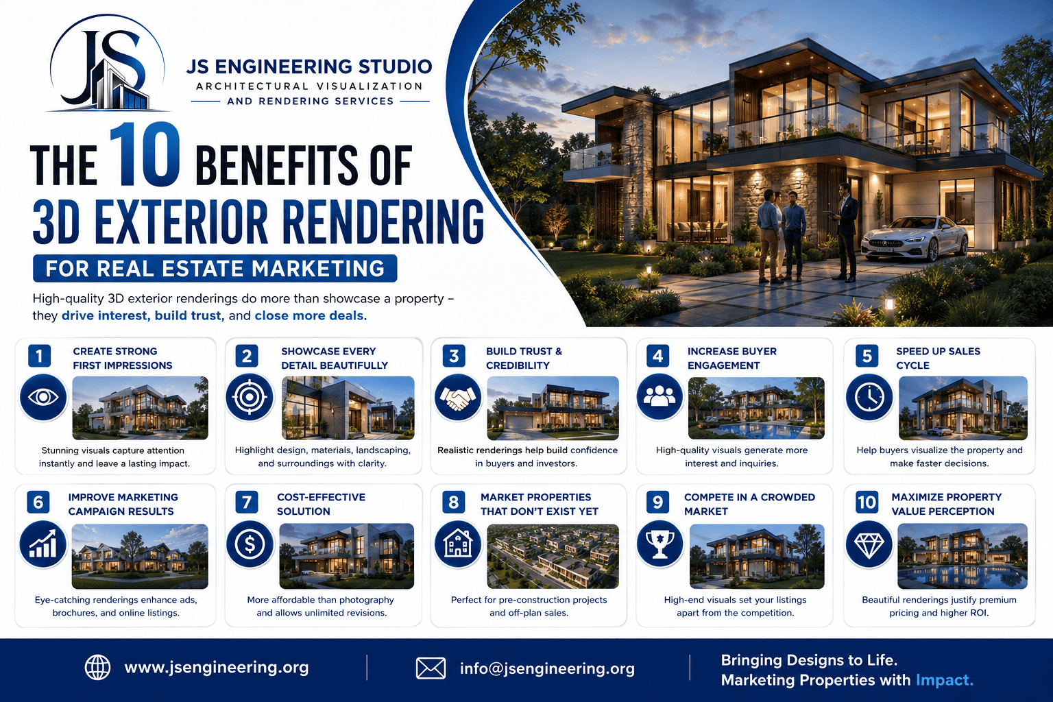 3D Exterior Rendering for Real Estate Marketing