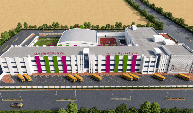 Modern School Campus Aerial View 3D Rendering