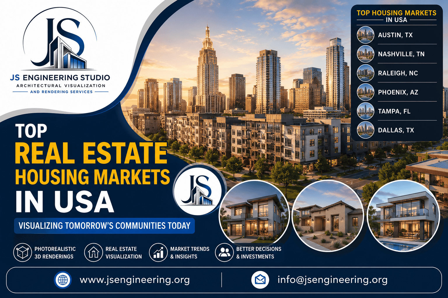 Top Real Estate Housing Markets in US with 3D Renderings