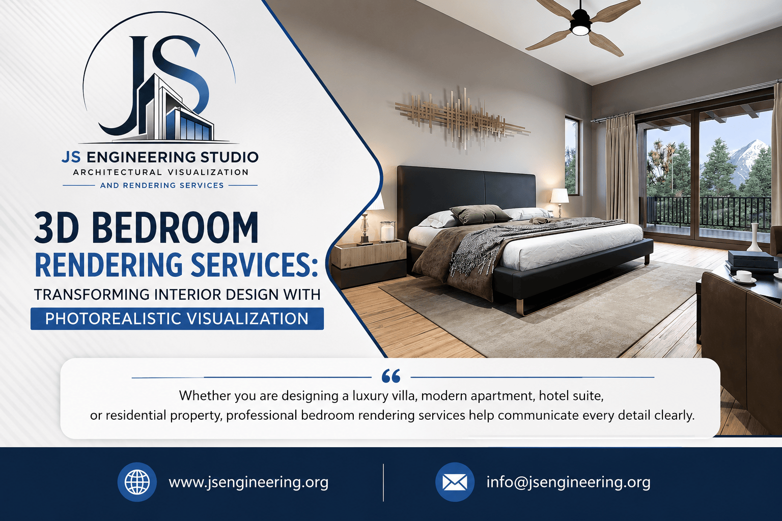 3D Bedroom Rendering Services
