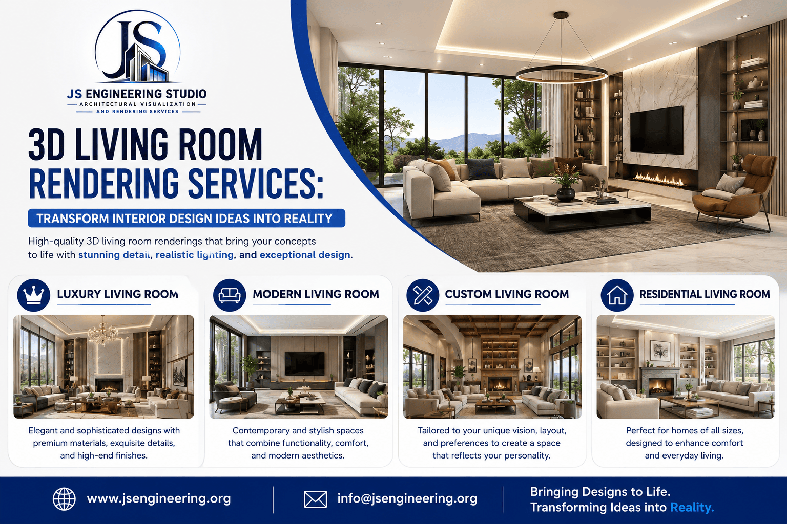 3D Living Room Rendering Services