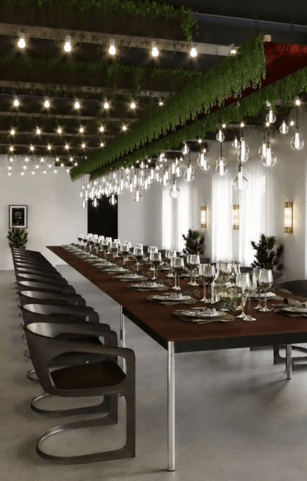 Photorealistic commercial event hall interior rendering with architectural branding in Warren, Michigan by JS Engineering Studio