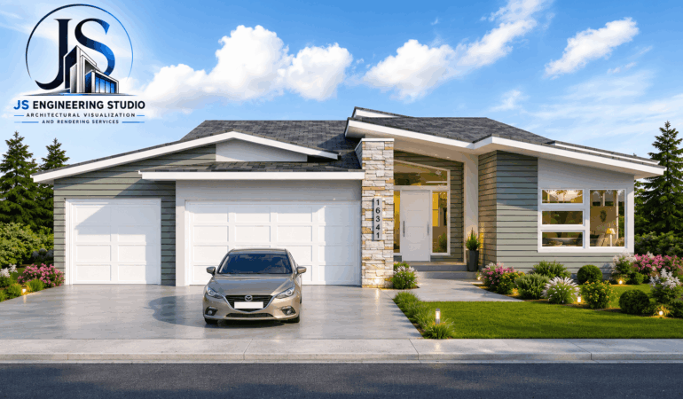 Exterior rendering Colorado Springs custom residential home
