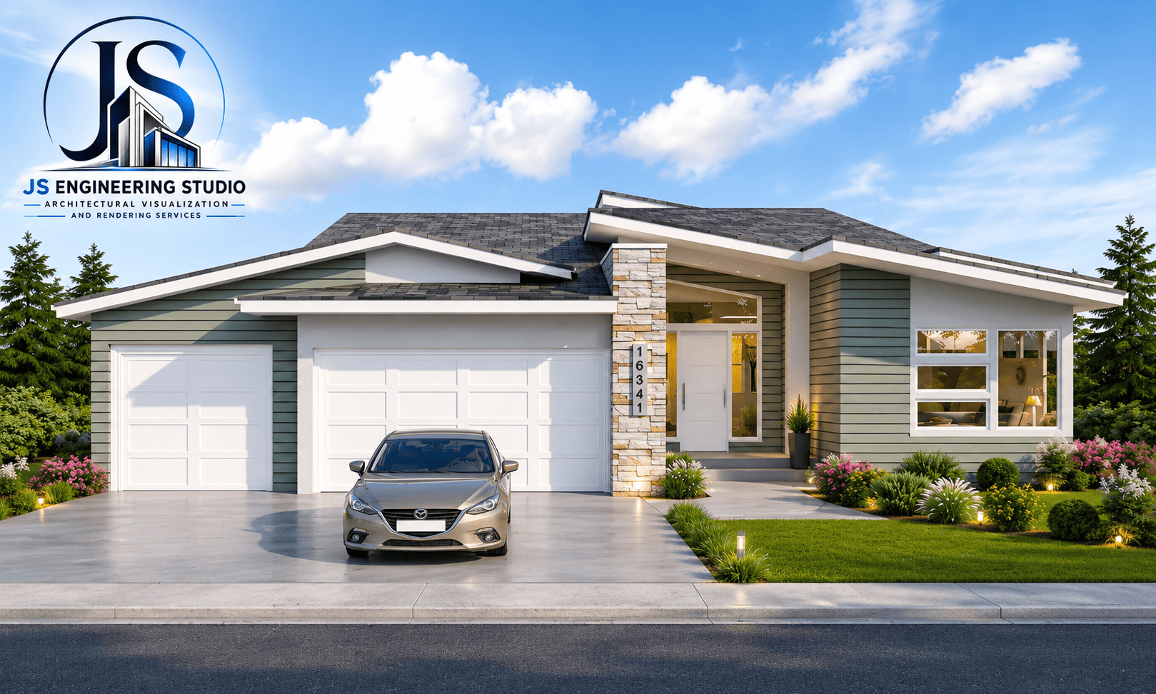 Exterior rendering Colorado Springs custom residential home