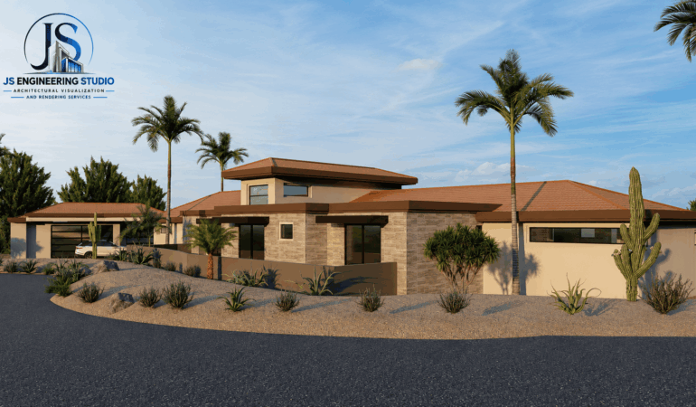 Custom Home & Residential Exterior Rendering Columbus Ohio 3D House Rendering Columbus Ohio