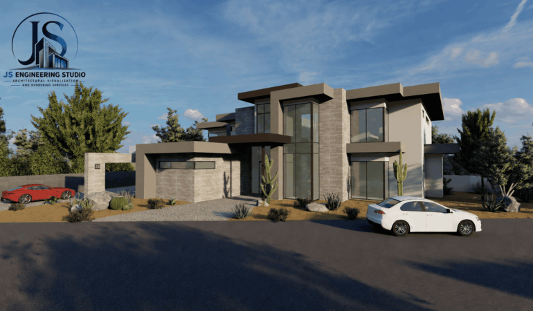 Modern Desert Home Rendering Las Vegas Nevada | JS Engineering Studio