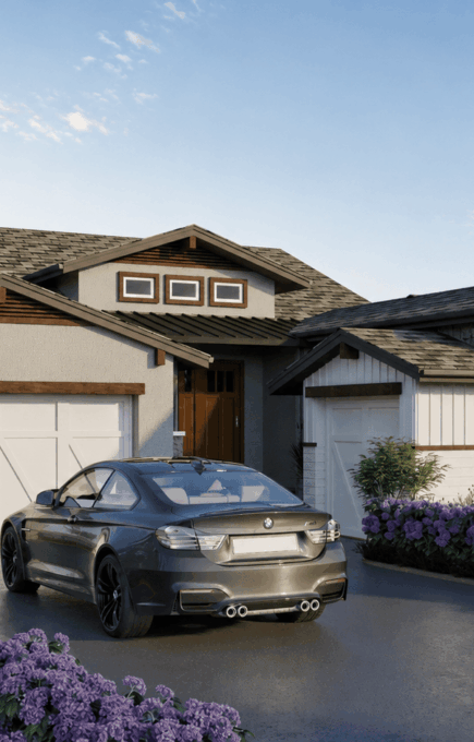 Modern Residential Suburban House Exterior Rendering