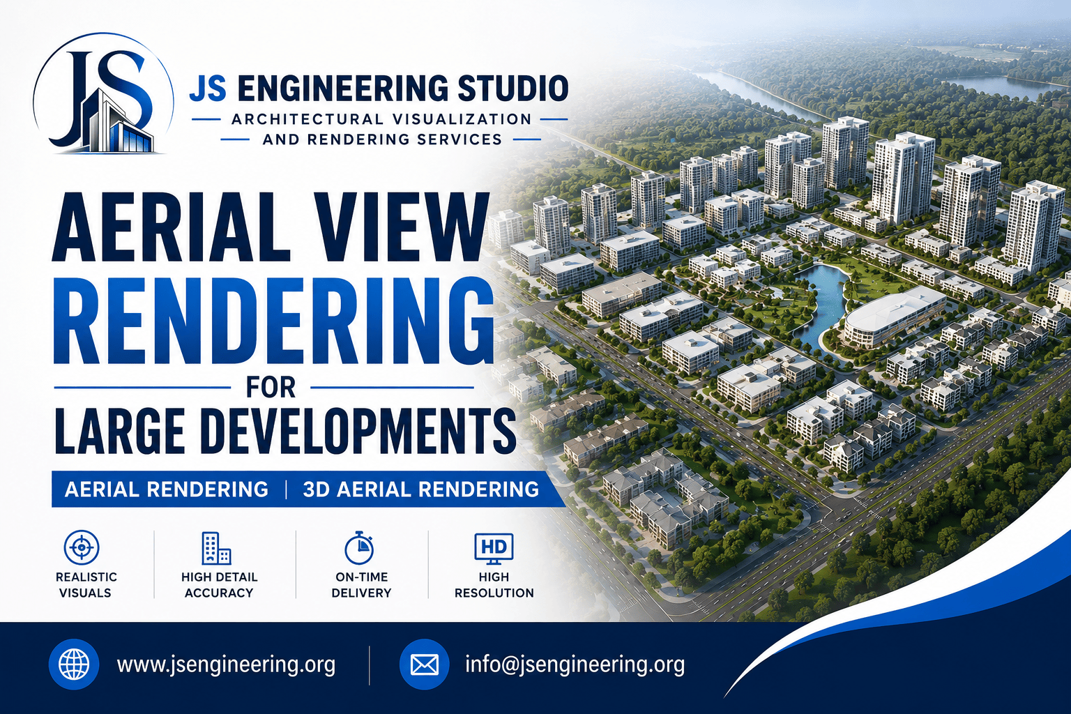 Aerial View Rendering for Large Developments | Aerial Rendering & 3D Aerial Rendering Services