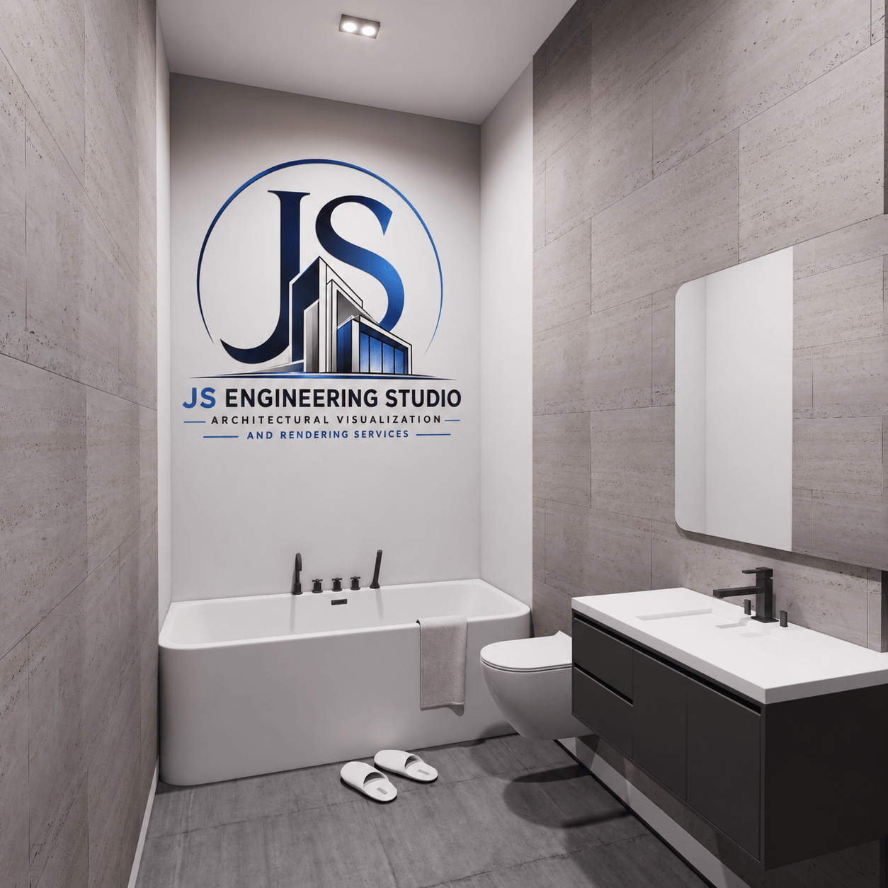 Modern 3D Bathroom Rendering Inspiration in Greensboro, NC | JS Engineering Studio