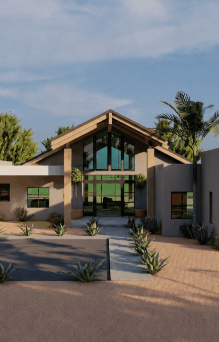 Modern home exterior 3D rendering in Phoenix AZ by JS Engineering Studio