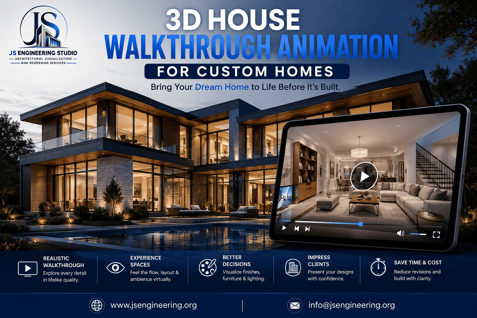 3D House Walkthrough Animation for Custom Homes | JS Engineering