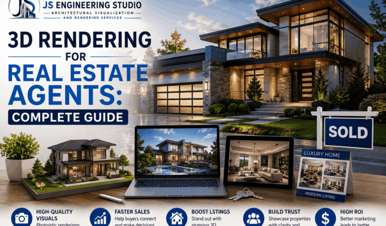 3D rendering for real estate agents showing photorealistic property visualization