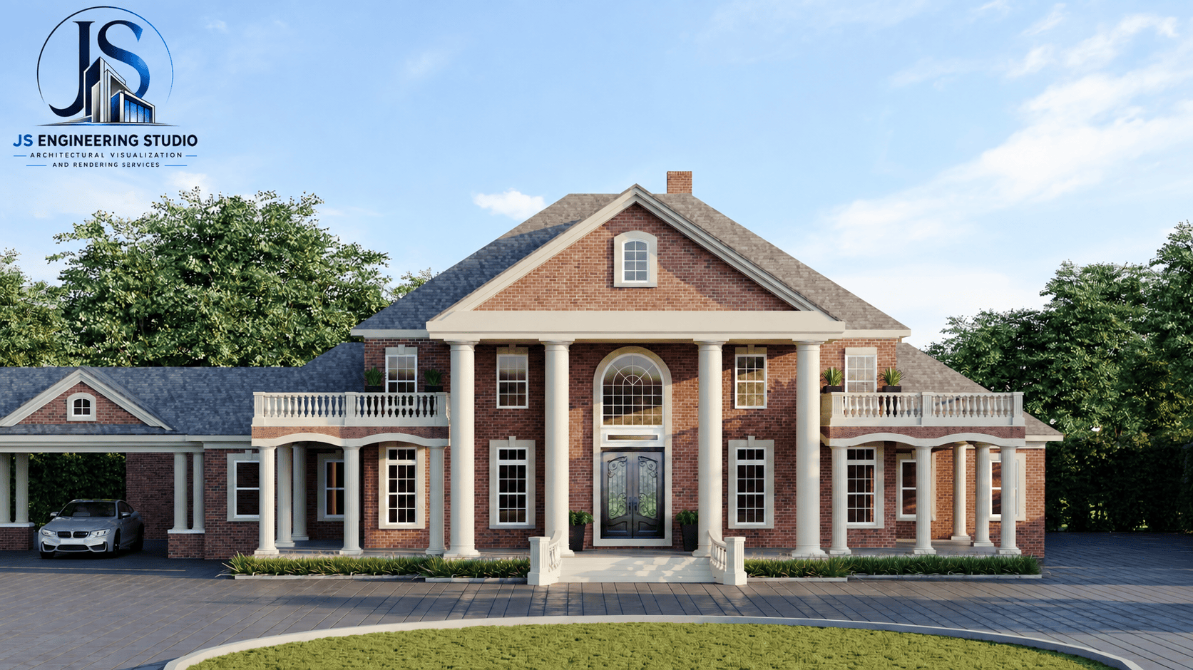 Luxury traditional house exterior architectural rendering in St. Louis Missouri