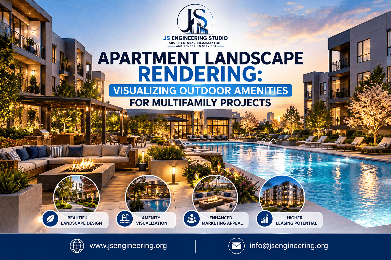 Apartment Landscape Rendering for Multifamily Projects