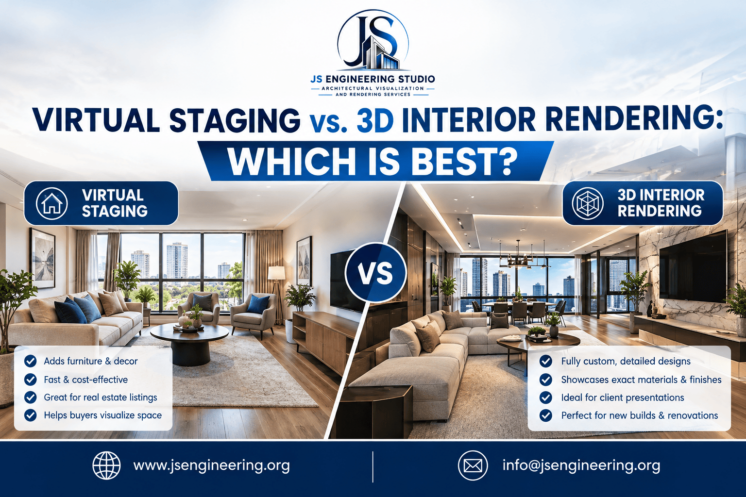 Virtual Staging vs 3D Interior Rendering